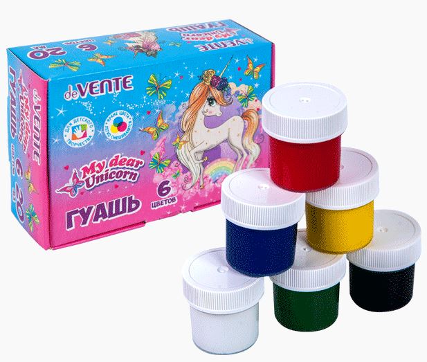 Гуашь  6 цв. deVENTE "Unicorn" 20мл., к/к