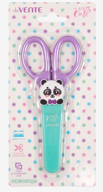 Ножницы 13,5 см. deVENTE "100% Cute. Panda" закругленные концы, блистер