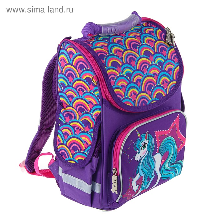 Рюкзак ортопедич.  дев. SMART "Unicorn" 34*26*14  жесткий каркас 1 отд., 3 карм.