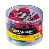 Зажим для бумаг 32 мм цветн. BRAUBERG