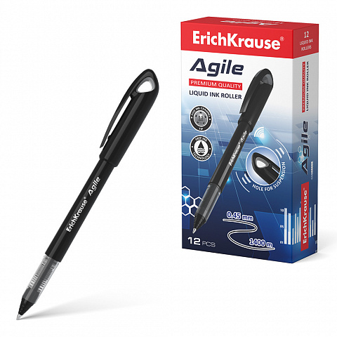 Ручка-роллер ErichKrause "Agile" черный, узел 0.5 мм, линия 0.45 мм