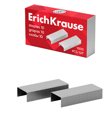 Скобы №10 никелир. ErichKrause уп. 1000 шт, 1/20