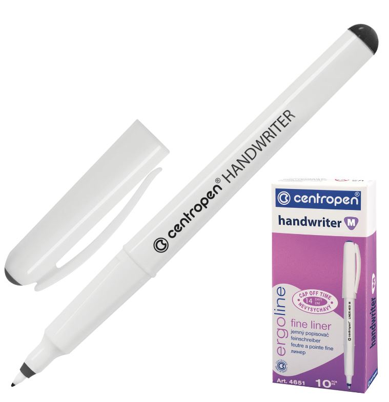 Ручка линер CENTROPEN "Handwriter" 4651, 0,5мм черная