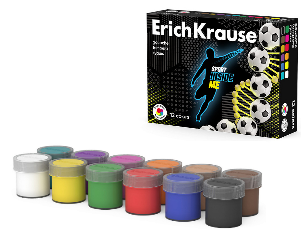 Гуашь 12 цв. ErichKrause "DNA" 20мл. б/к, к/к