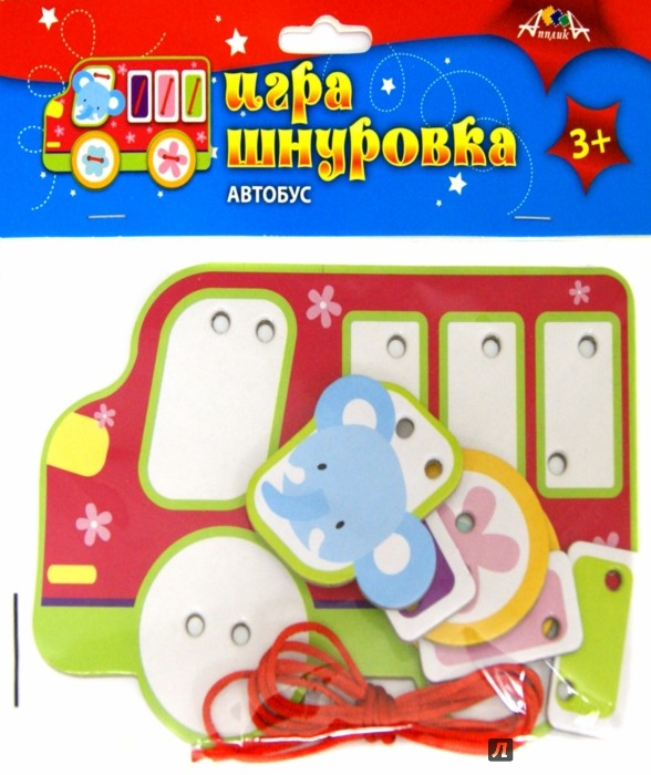 Игра дидактич. шнуровка "Автобус" АпплиКа