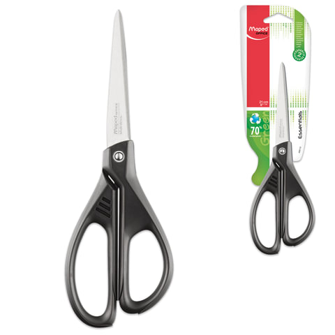Ножницы 21 см. Maped "Essentials Green" чёрные, е/п