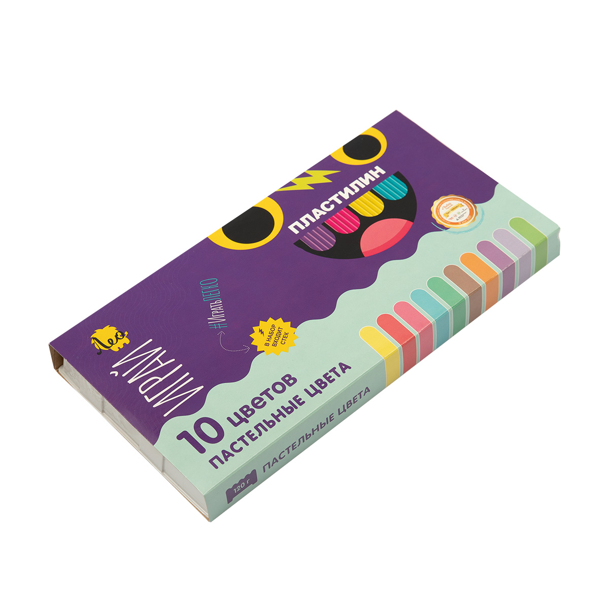 Пластилин 10 цв. Лео "Играй" пастельные цвета, 120гр, к/к