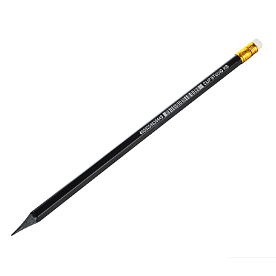Карандаш пластик с ластиком,  шестигран., HB/ТМ CLIPSTUDIO Черный 
