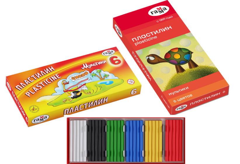 Пластилин  6 цв. ГАММА "Мультики" 120 гр., стек, к/к