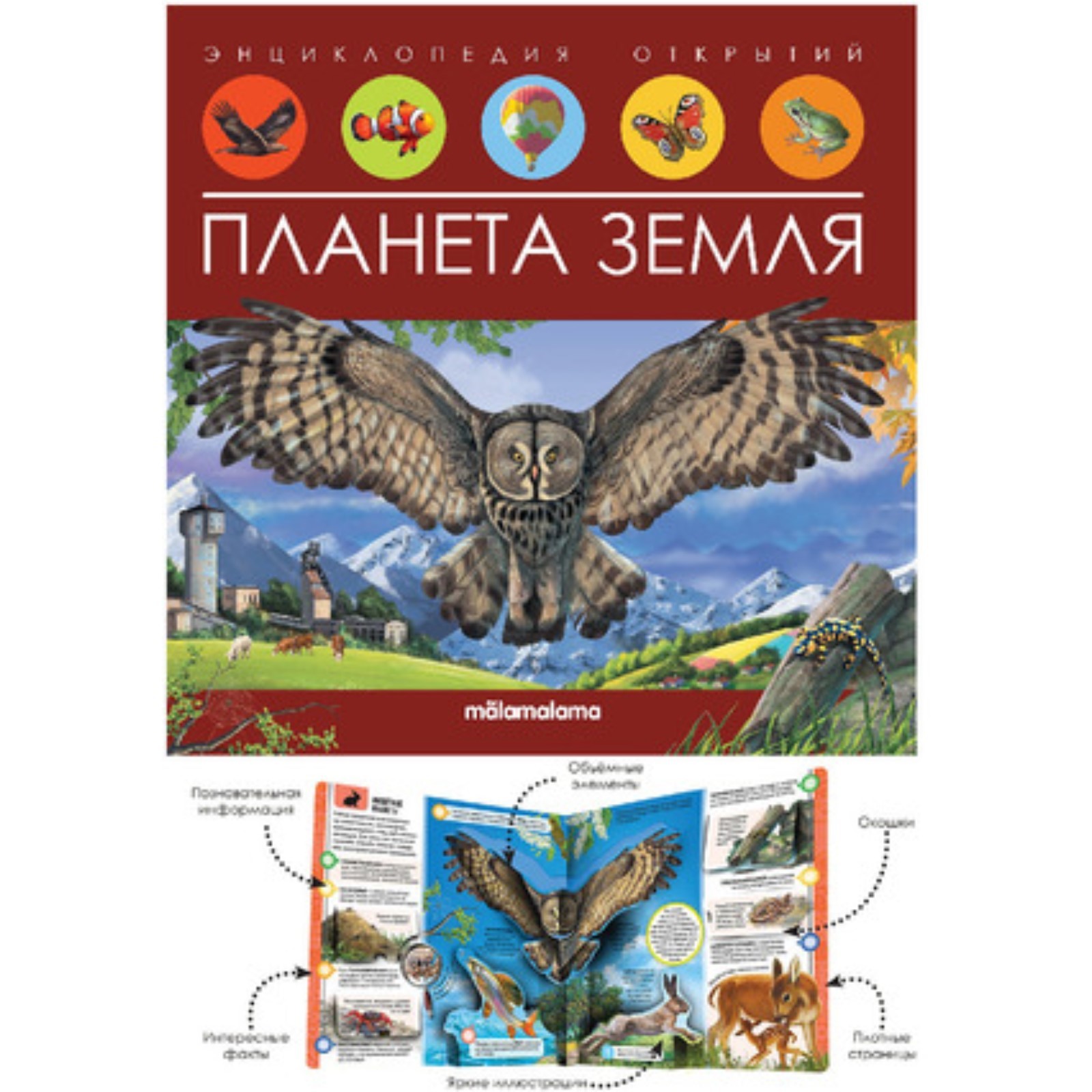 Книжка-картонка АЛЬ ПАКО "Энциклопедия открытий "Планета Земля" 21,7 см х 22 см х 0,8 см 