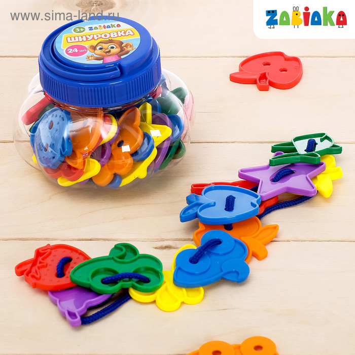 Игра дидактич. шнуровка  ZABIAKA "Веселые фигурки" 24 шт/микс