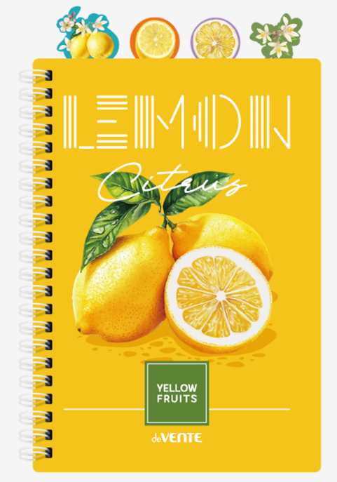 Тетрадь с разделит.  80л. кл.  гребень  пластик. обл. deVENTE "Fruits. Lemon" 4 разд.