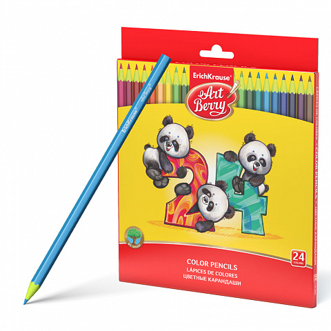 Карандаши 24 цв.  пластик. Artberry, шестигр., заточ. с европодв.