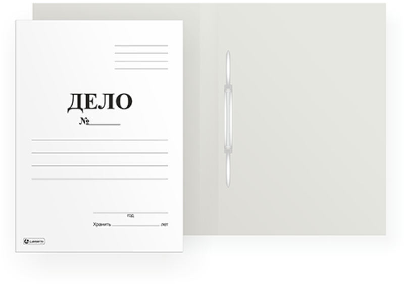 Папка-скоросшиватель белая мелов. 400 г/м2 Lamark "Дело" 300 л, к/м, 1/200