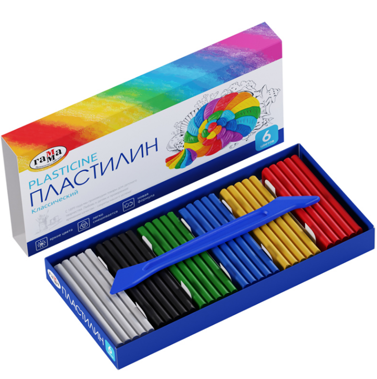 Пластилин  6 цв. ГАММА "Классический" 120 гр., стек, к/к