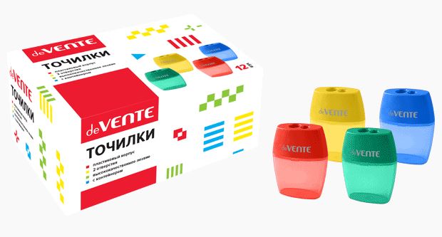 Точилка с контейнером 2 отв. deVENTE ассорти