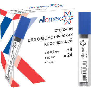 Стержни к карандашам  0,7 мм HB Attomex 12 шт/уп