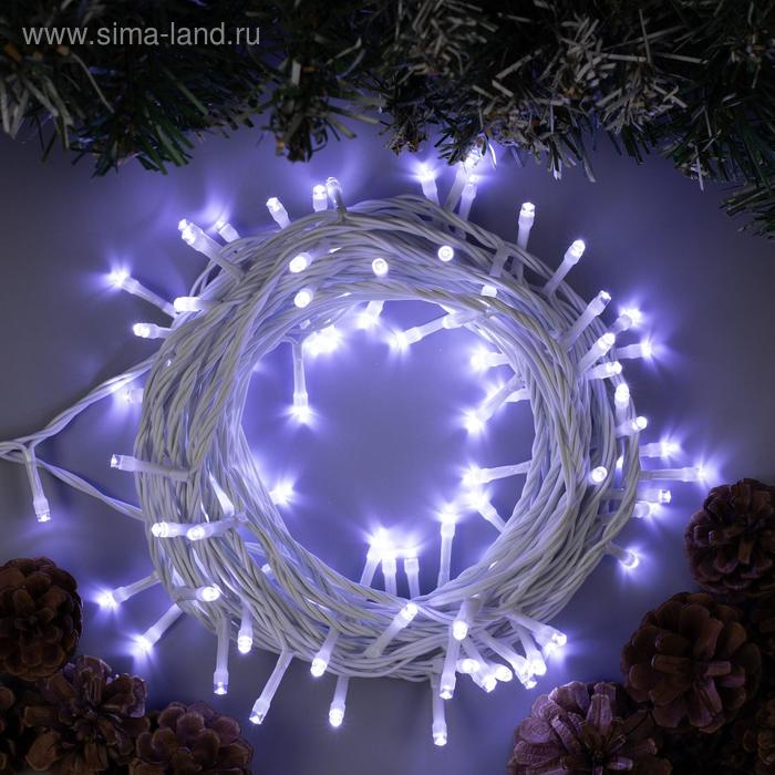 Гирлянда эл. 100 ламп Luazon Lighting "Нить" белое свеч., 8 реж.,10м 
