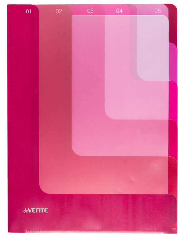 Папка-уголок  5 отд. 0,18 мм deVENTE "Degrade" глянц., розовая