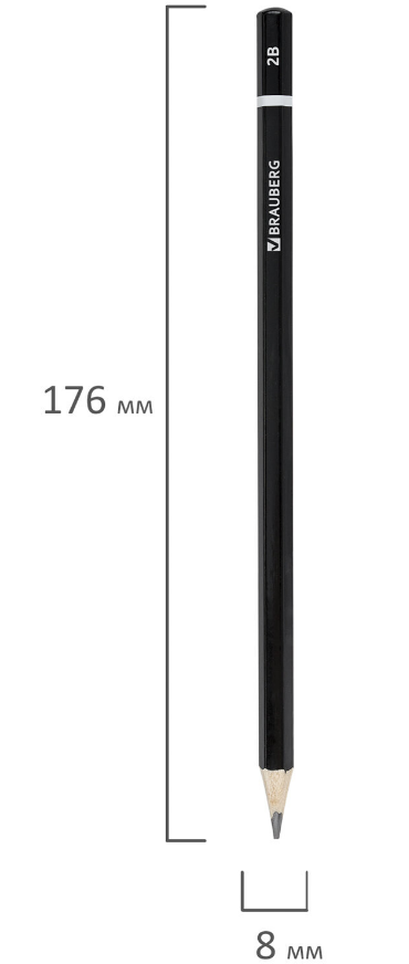 Карандаш пр.  2М/2B Brauberg "Touch line" шестигран., заточ., черный корпус 