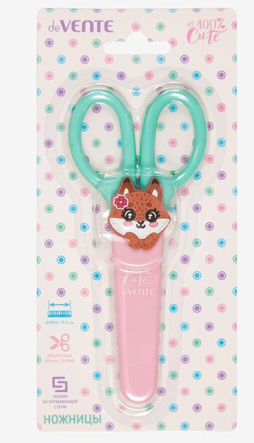 Ножницы 13,5 см. deVENTE "100% Cute. Fox" закругленные концы, блистер