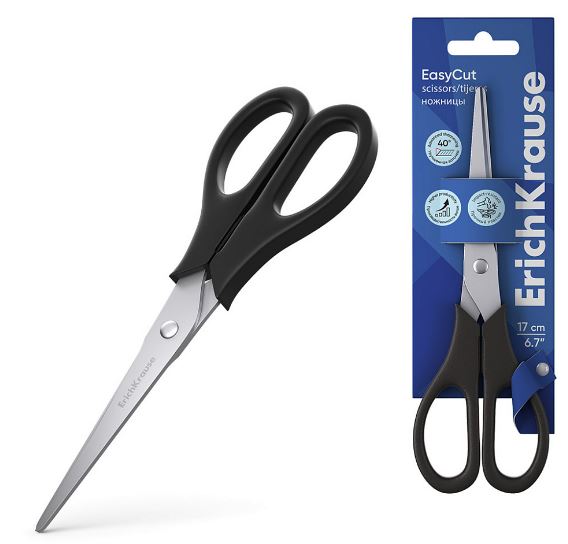 Ножницы 17 см. ErichKrause "EasyCut/Standart" черные