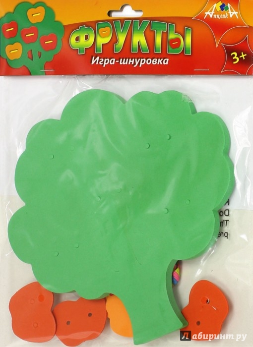 Игра дидактич. шнуровка "Фрукты Яблоки" АпплиКа