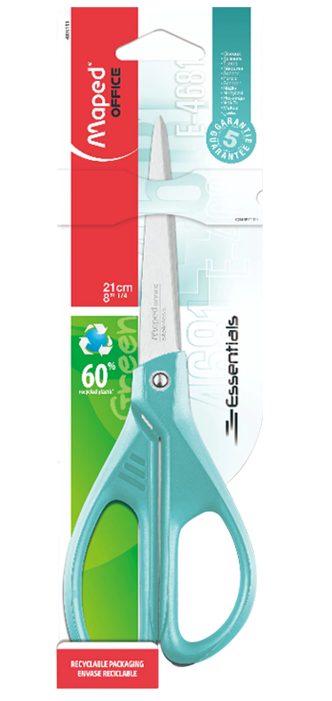 Ножницы 21 см. Maped "Essentials Color" бирюзовые, блистер, е/п