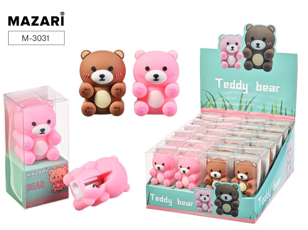 Точилка детская с контейнером  MAZARI "Teddy Bear" ассорти