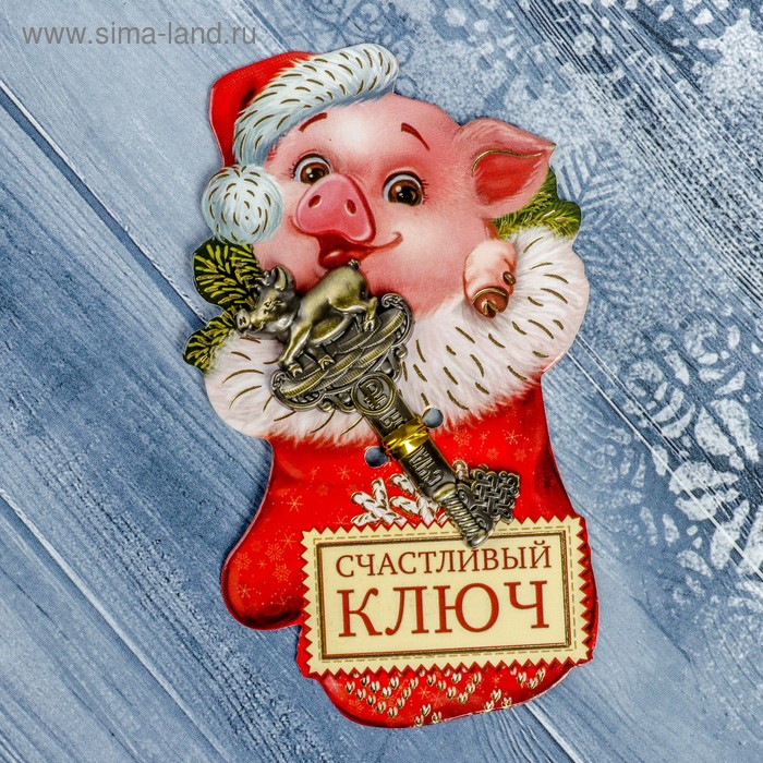 Сувенир "Ключ новогодний. Счастливый" символ 2019г