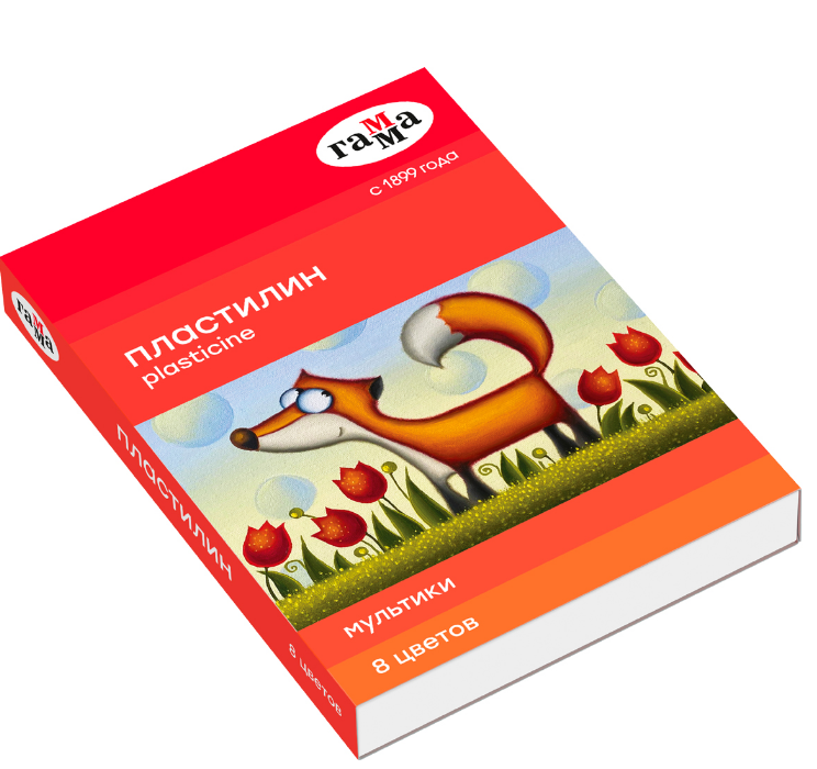 Пластилин  8 цв. ГАММА "Мультики" 160 гр., стек, к/к
