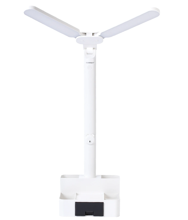 Светильник настольный SONNEN PT-201, органайзер, USB, LED, 5 Вт, 3 режима, белый
