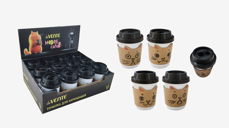 Точилка детская с контейнером 2 отв. deVENTE "MooreCafe" ассорти