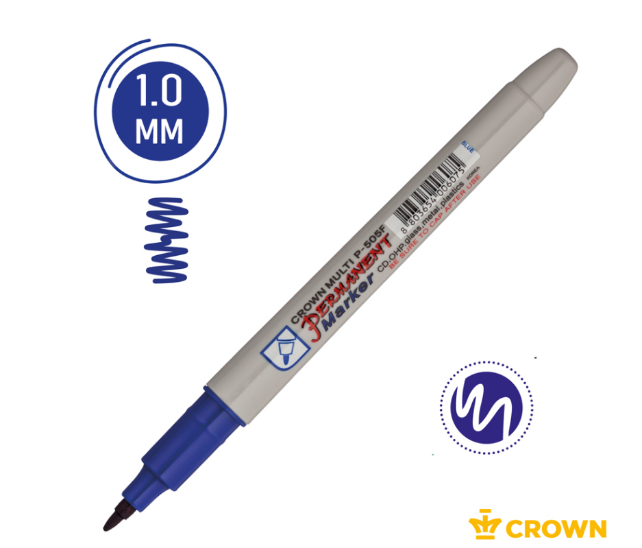 Маркер перм. синий овальн. 1 мм. CROWN "Multi Marker Super Slim"
