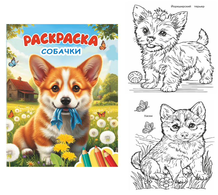 Книжка-раскраска А4  8 стр. Алфея "Звездочка" Собачки 6+