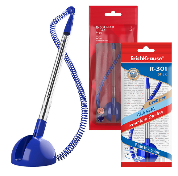 Ручка шарик. на липкой подставке ErichKrause "R-301 Desk pen" 1,0 синяя