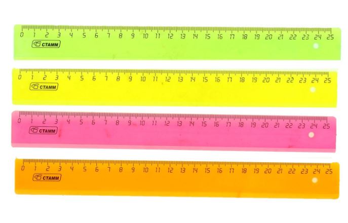 Линейка 25 см. пластик. СТАММ Neon Cristal ассорти
