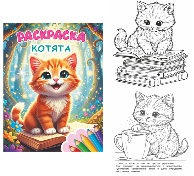 Книжка-раскраска А4  8 стр. Алфея "Звездочка" Котята 6+