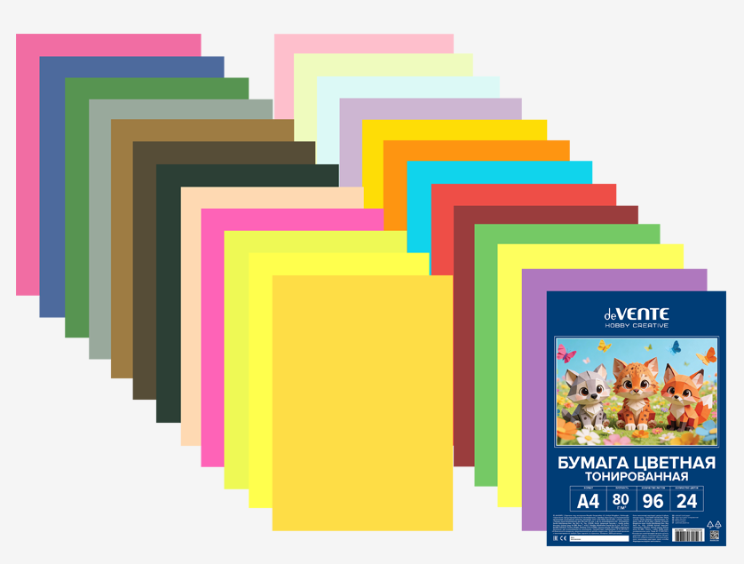 Бумага цв. А4 двухстор. 96л. 24 цв. deVENTE "HOBBY CREATIVE" 80г/м2