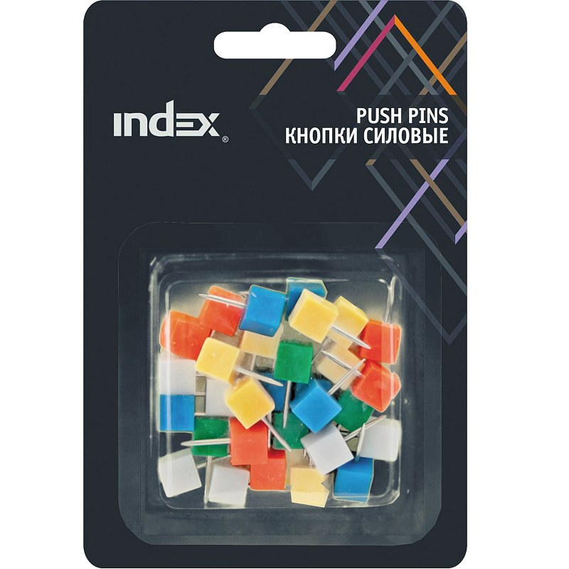 Кнопки силовые  30 шт. цв. INDEX квадратные в пласт.кор.