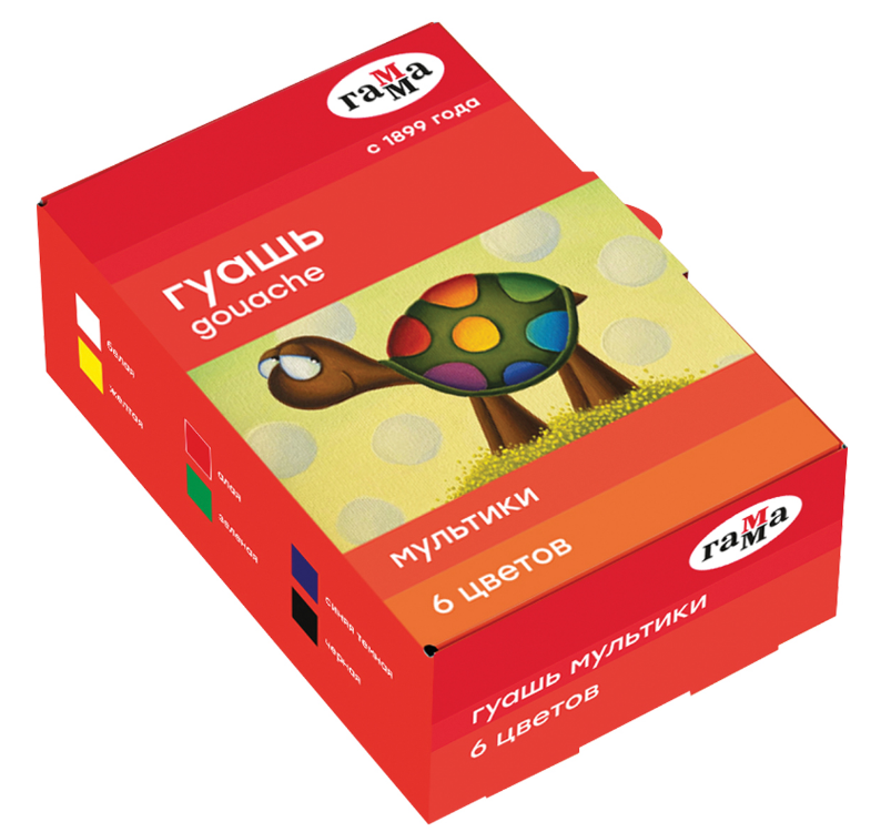Гуашь  6 цв. ГАММА "Мультики" б/к, к/к, 20мл.