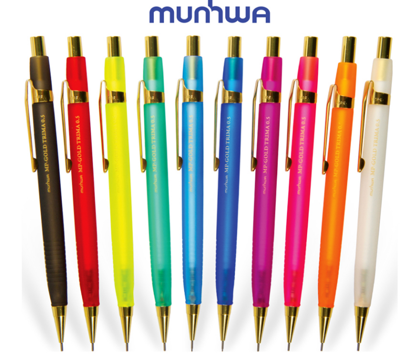 Карандаш мех. 0,5 мм MunHwa "MP Gold Trima"  с ластиком, корпус ассорти