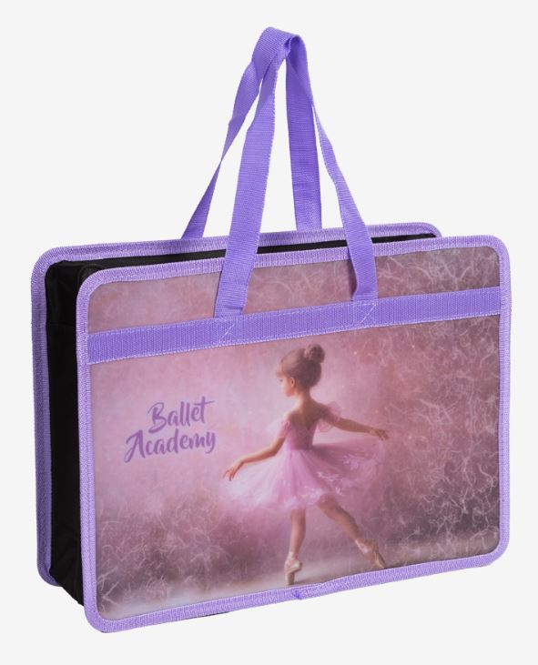 Папка с ручками А4 на молнии пластик deVENTE "Ballet Academy", 400мкм с расширением, текст.ручки