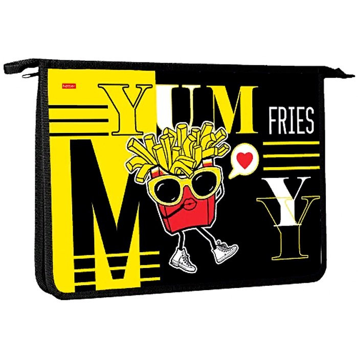 Папка для тетр. А4 на молнии 2 отд. Хатбер  пластик., "My fries"
