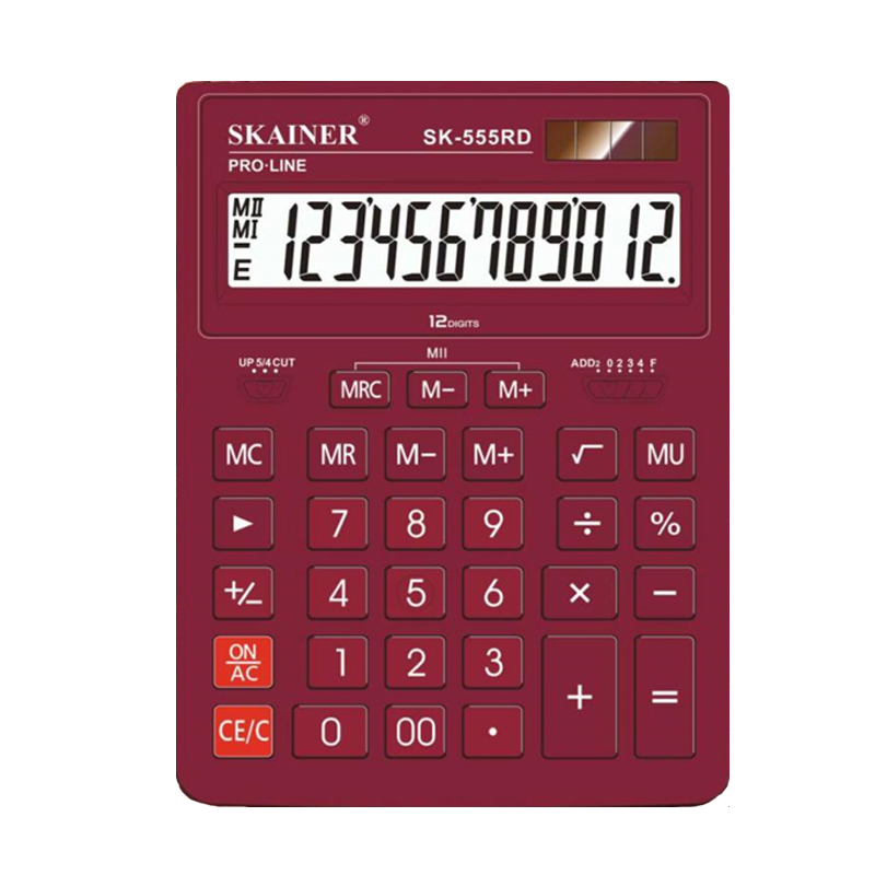 Калькулятор настольн. 12 разр. Skainer SK-555RD, 205х155 мм, красный 